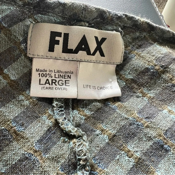 FLAX Linen Printed Tunic Green Casual Minimalist Women’s Large - Picture 8 of 8